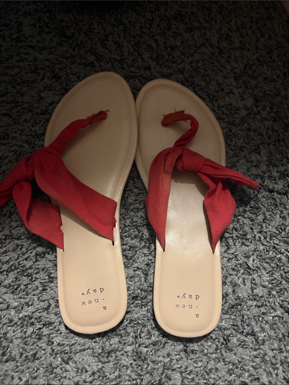 a new day Red Knot-Accent Slide Sandals with Neutral Footbed